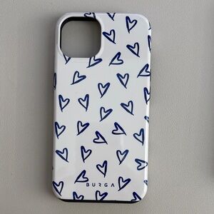 Burga White and Blue Heart Design Phone Case